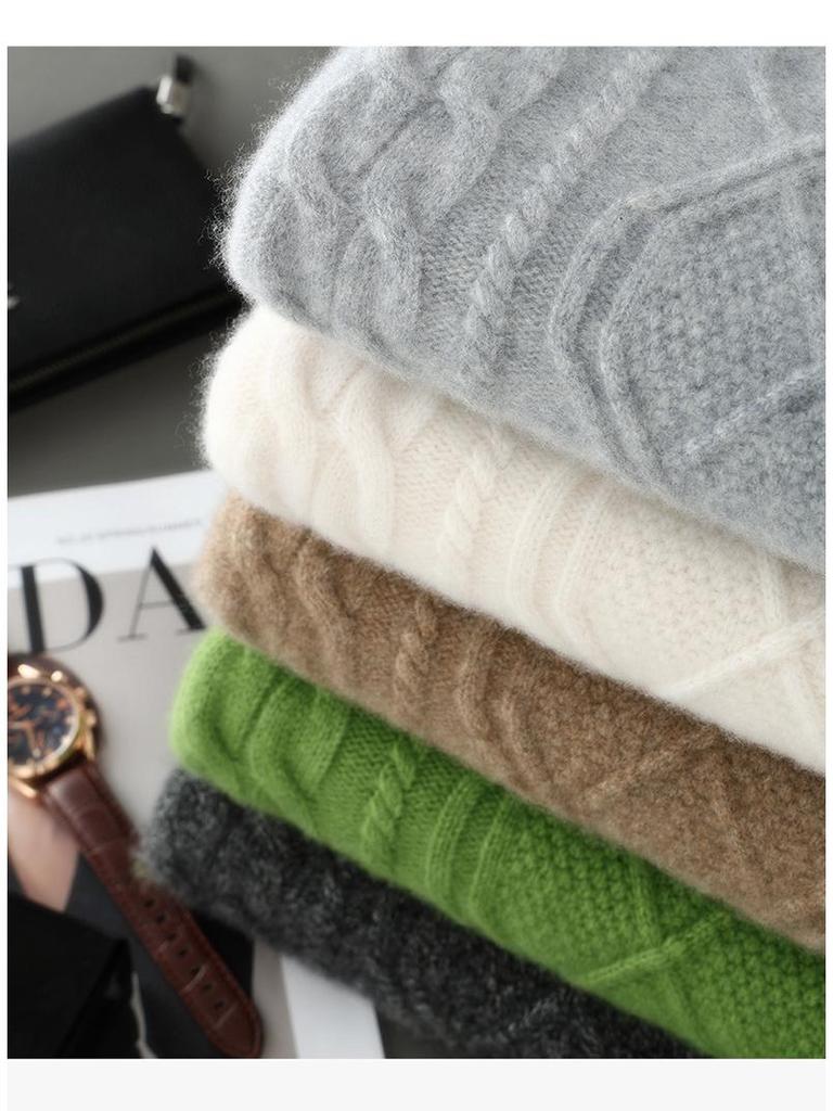 Men's Wool Round Neck Sweater - 2025 Fall/Winter Fashion Knitwear, Casual Loose Fit, Thickened Base Layer