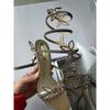Elegant Pink Wedding Shoes CRYSTAL Bow High Heels Sandals Woman Summer Ankle Strap Thin High Heels Open Toed Party Shoes