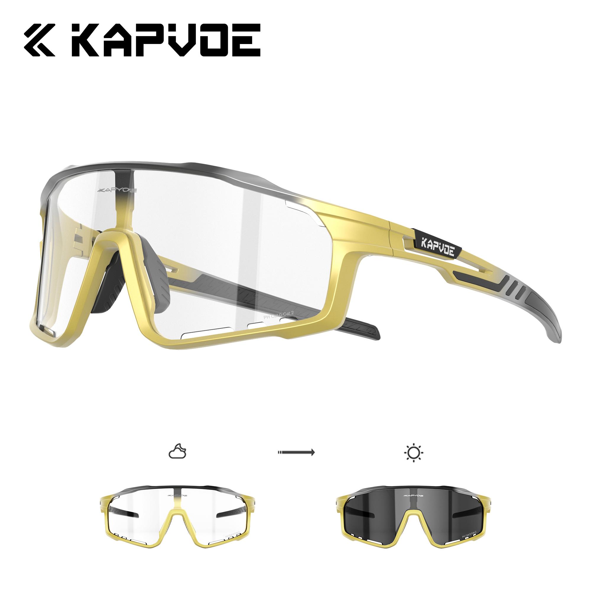 Kapvoe Photochromic Sunglasses Cycling Glasses Mountain Bike Goggles Men Baseball Eyewear Bicycle Sports Glasses for Man UV400 Photochromic 1lens