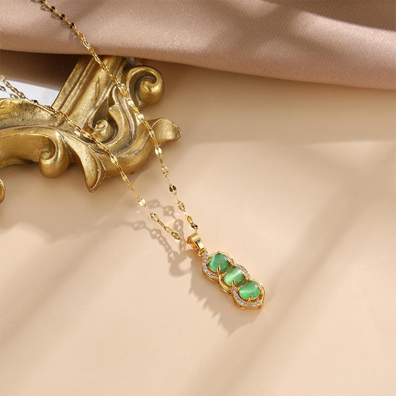 Smaragd Ertekjede Dame Høyverdig Guochao Hoffstil Allsidig Innlagt Anheng Smykker
