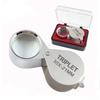 Pocket Loupe Magnifier Jewelry Magnifying Glass Foldable Diamond Lupa Triplet Jewelers Eye Glass Tool Reading Magnifier