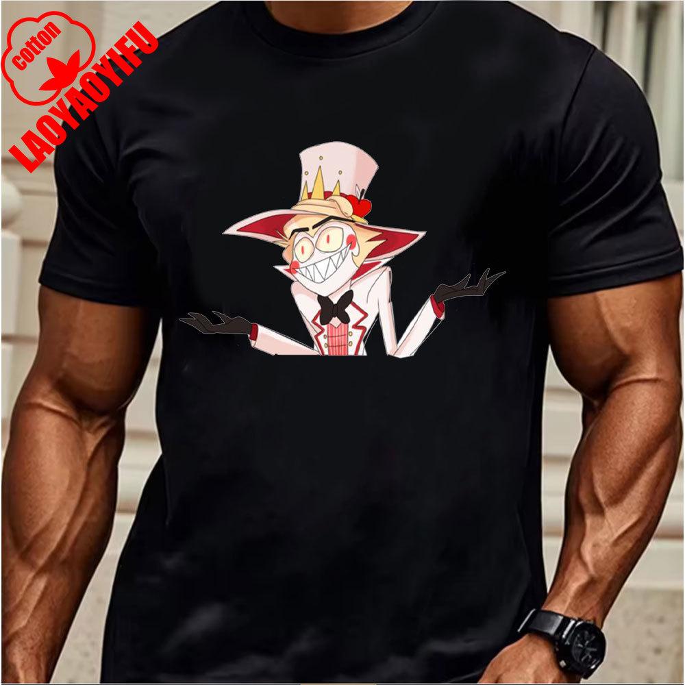 Hazbin Hotel Lucifer 2025 T-Shirt Comfortable Personality High Quality Cotton Tops Two-dimensional Nostalgia Retro Unique