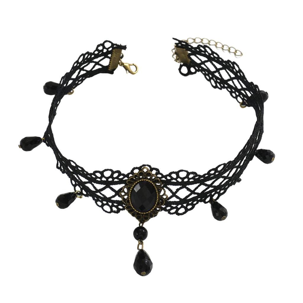 Dark Romance Gothic Lace Necklace Adornment Sturdy Chokers Neckchain Adornment for Fashion Enthusiasts