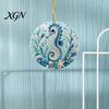Durable Acrylic Coastal Decor Ocean Theme Pearl Art Hanging Ornament, 2D Flat Wall Sea Life Suncatcher, Beaded Pattern Window Decoration Souvenir