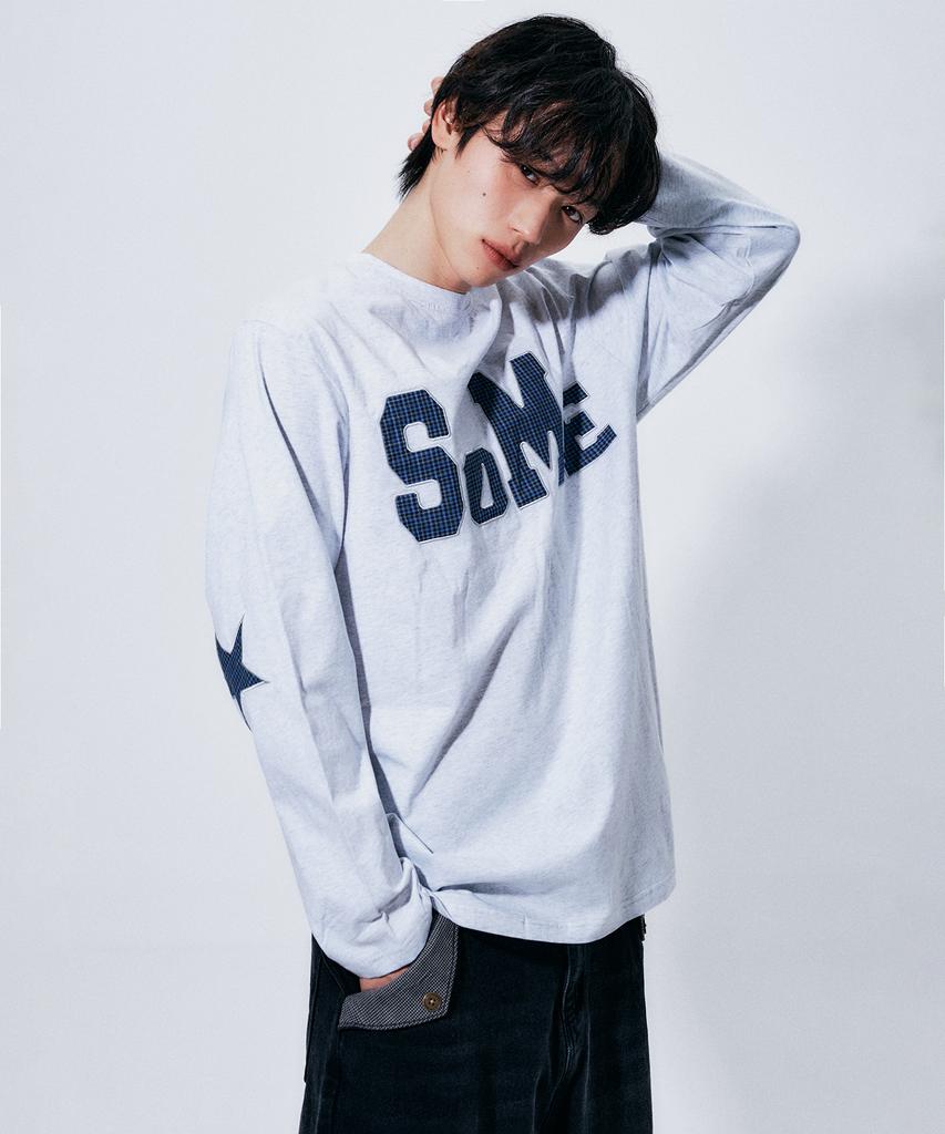 SOMEPLACE MAN Some Star Applique Point Oversized Long Sleeve T-Shirt _3 Colors