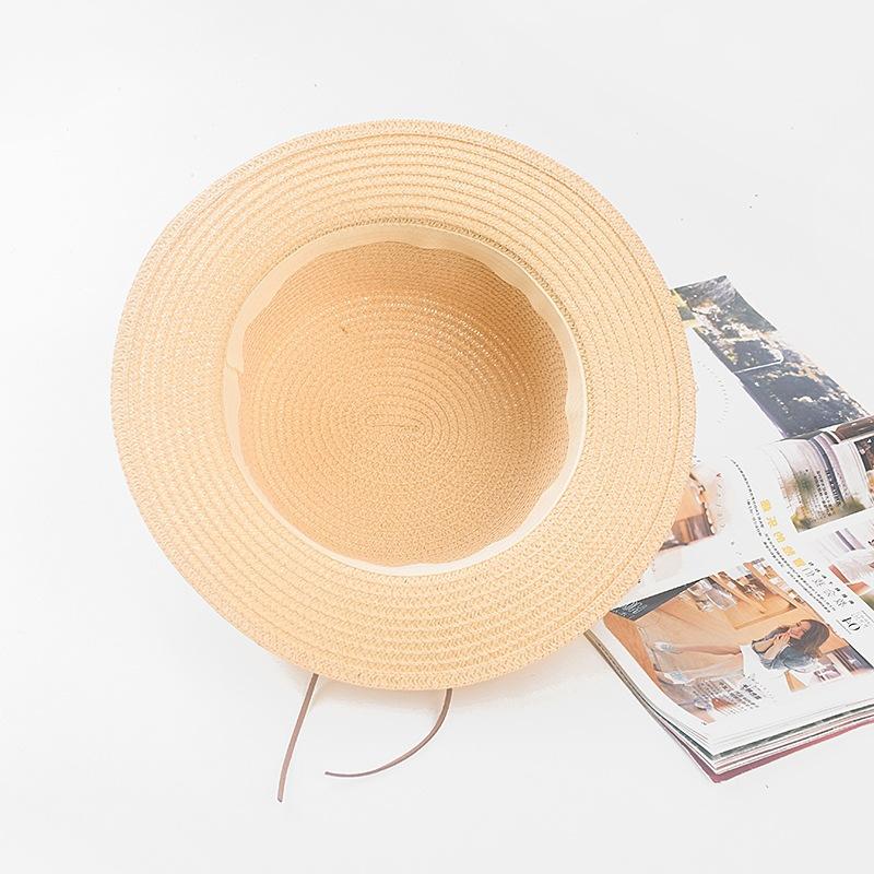 New Flat-top Flat-brimmed Summer Visor, Sun Protection, Travel Straw Hat, Leather Rope Decorative Hat with Sun Hat