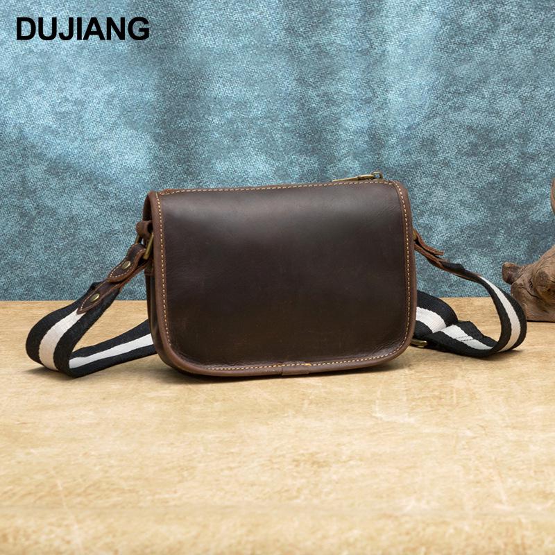 DUJIANG Men's Genuine Leather Crossbody Messenger Shoulder Bag