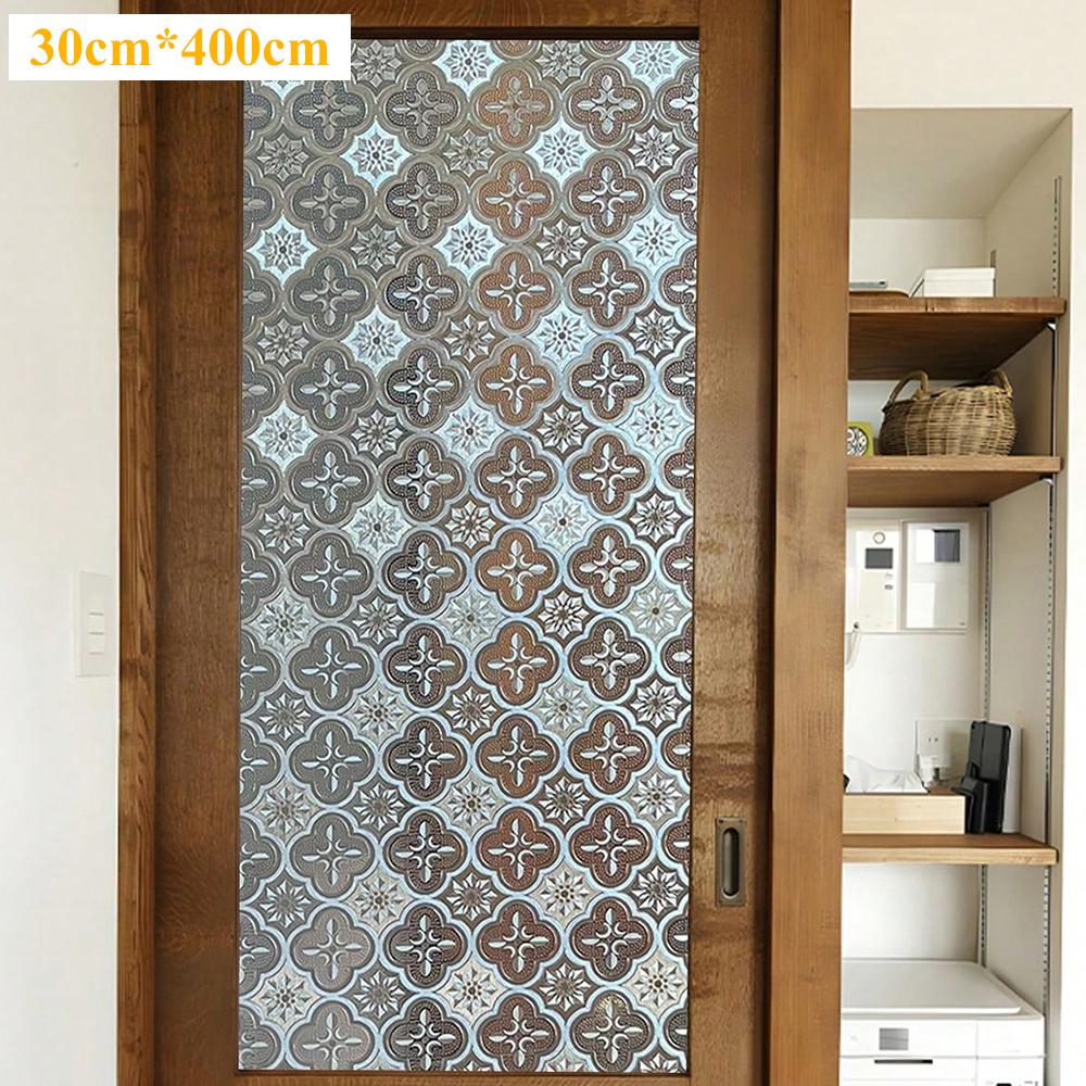 Retro Window Film Glass Sticker Decorative Pattern Frosted Removable Glass Window Film Cling Electrostatic Adsorption Sticker