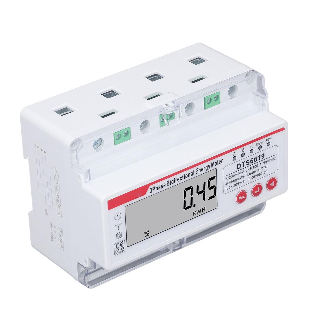 3 Phase 4 Wire Energy Meter LCD Display Multifunctional Button Control Bidirectional Electricity Met