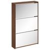 Shoe Cabinet with Mirror 3 Flip Down Compartments Brown Oak Effect