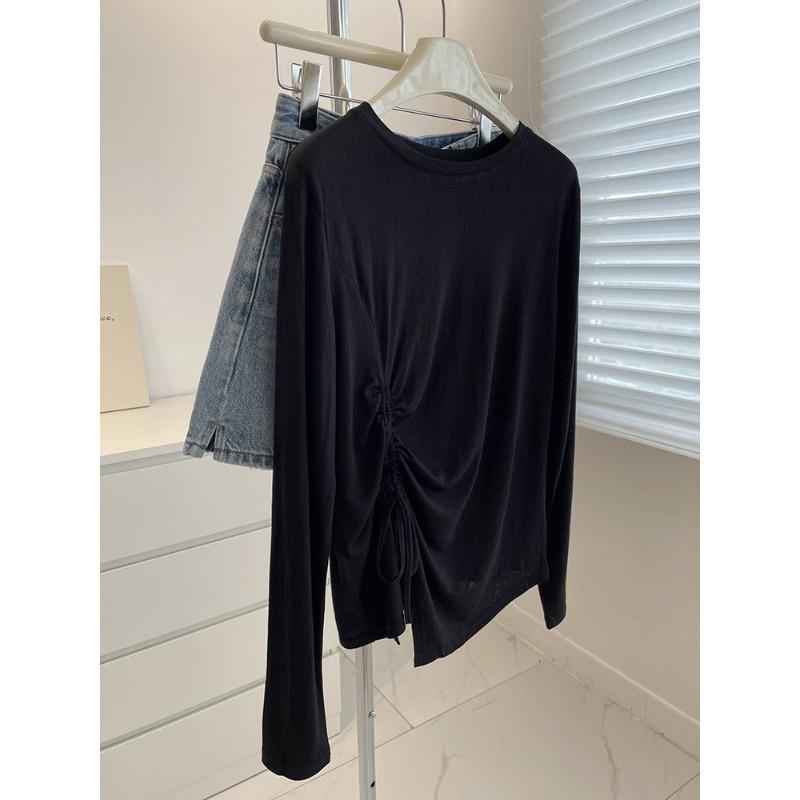 Irregular Long Sleeved Women's T-shirt Summer Comfortable Sunscreen Clothing Solid Color Slightly Transparent Ladies Top Clothing