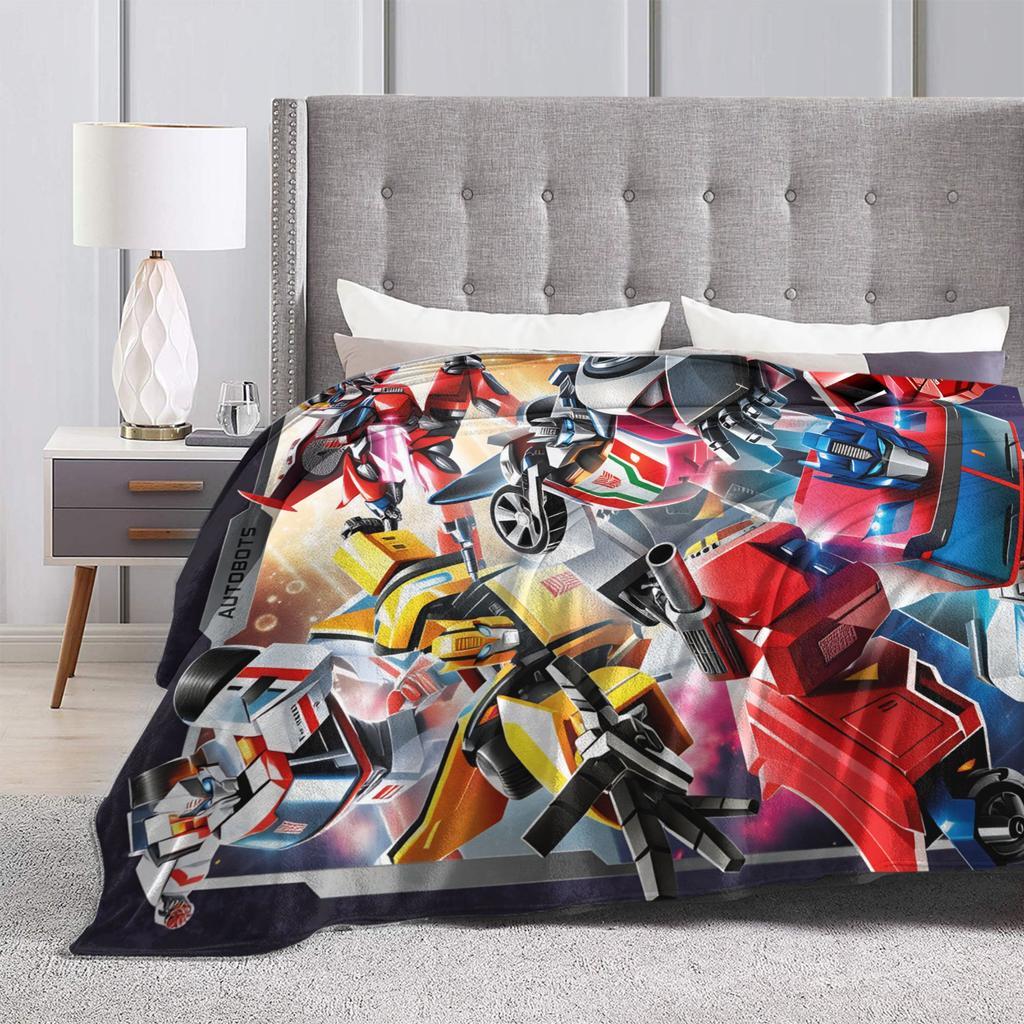 Cartoon T-Transformers Autobots Blankets Anime Super Soft Fluffy Plush Bedding Throws For Couch Bed Flannel Bedspread Bed Cover