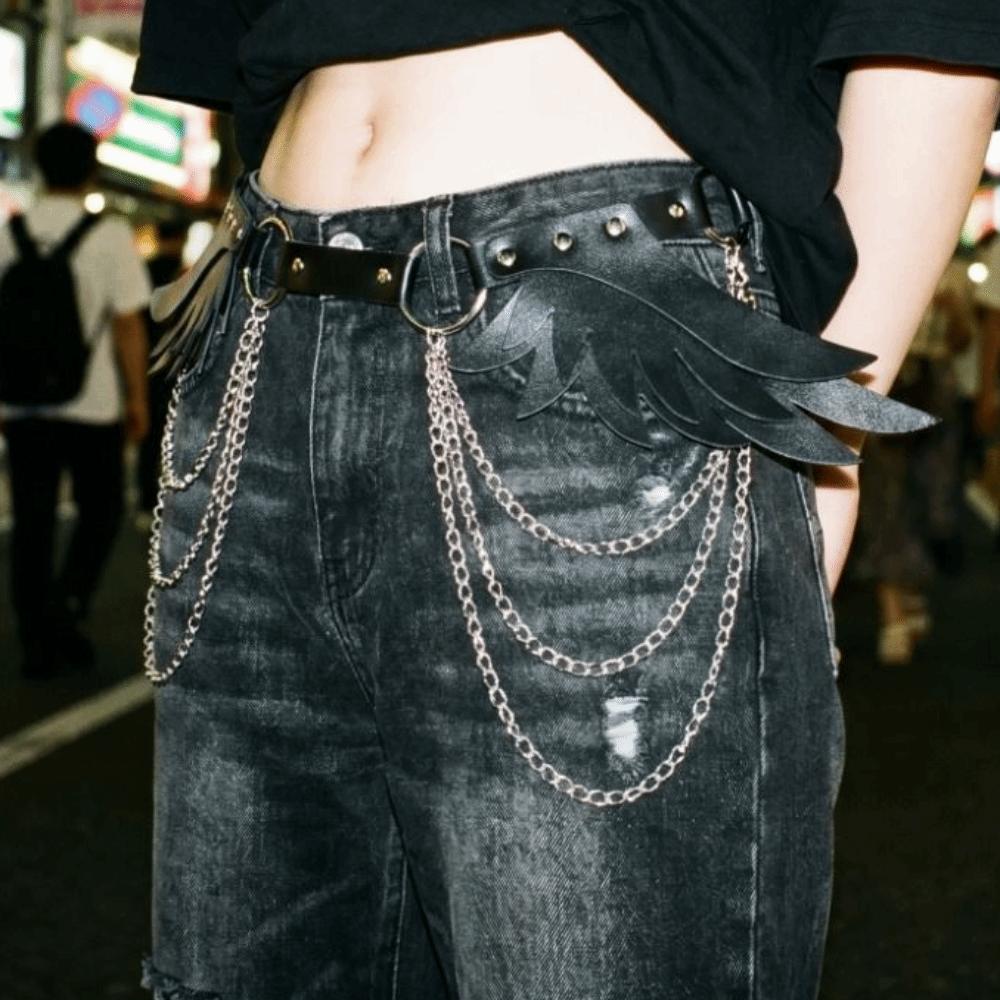 Spicy Girl Y2K Belt PU Leather Punk Waistband Trend Wing Rivet Belt Cosplay Accessories