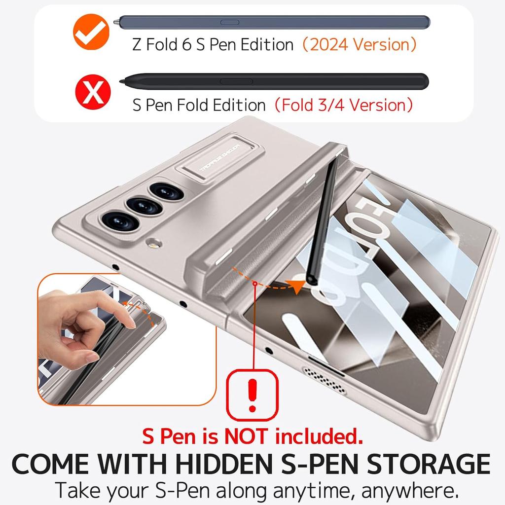 NINKI for Samsung Galaxy Z Fold 6 Case with S Pen & S Pen Holder & Adjustable Kickstand, Z Fold6 Case Magnetic Hinge Screen Protector Galaxy Fold 6