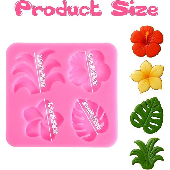 TIESOME 2 Pieces Tropical Flowers Leaves Silicone Mold, Plumeria Hibiscus Leaf Chocolate Fondant Mold Flower Monstera Leaf Molds for DIY Chocolate