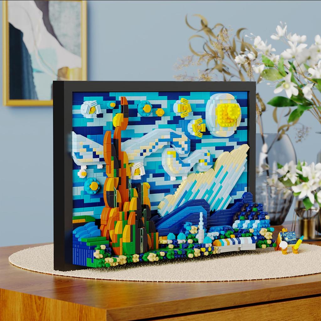 LULUFUN Starry Night by Van Gogh Building Blocks Set, Toy, Starry Night, Interior Decor, Art, Painting, Birthday, Christmas Gift for Kids and Adults