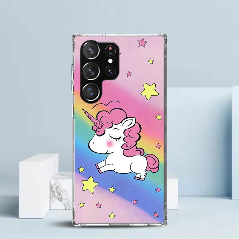 Rosa Einhorn Regenbogen Handyhülle Für Samsung Galaxy S24 S25 Edge S26 Ultra S22 S23 Plus S21 + S20 FE Weiche TPU Rückseite Galaxy S