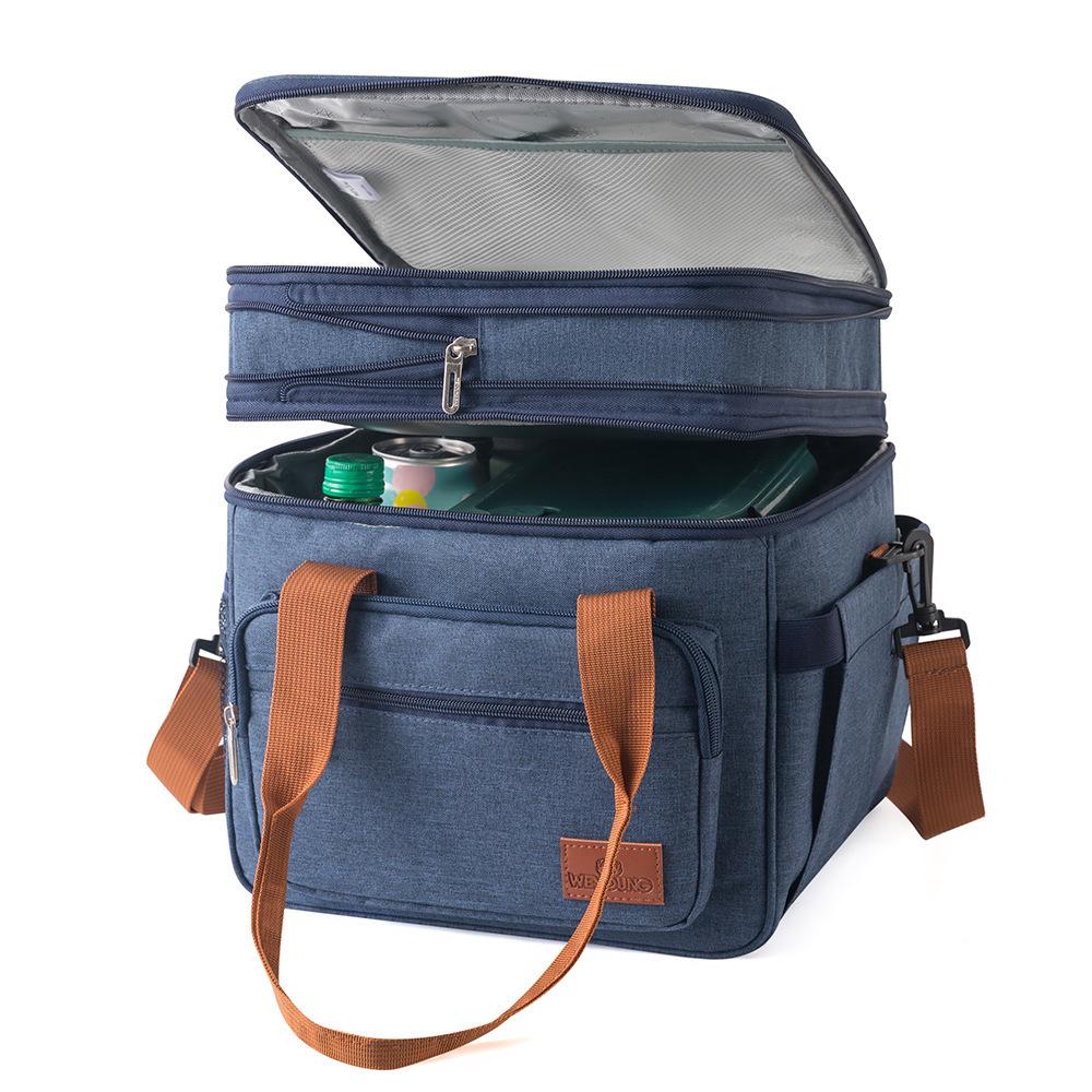 Large Capacity Insulated Picnic Lunch Bag - Double Layer, Waterproof, Handheld/Shoulder Design