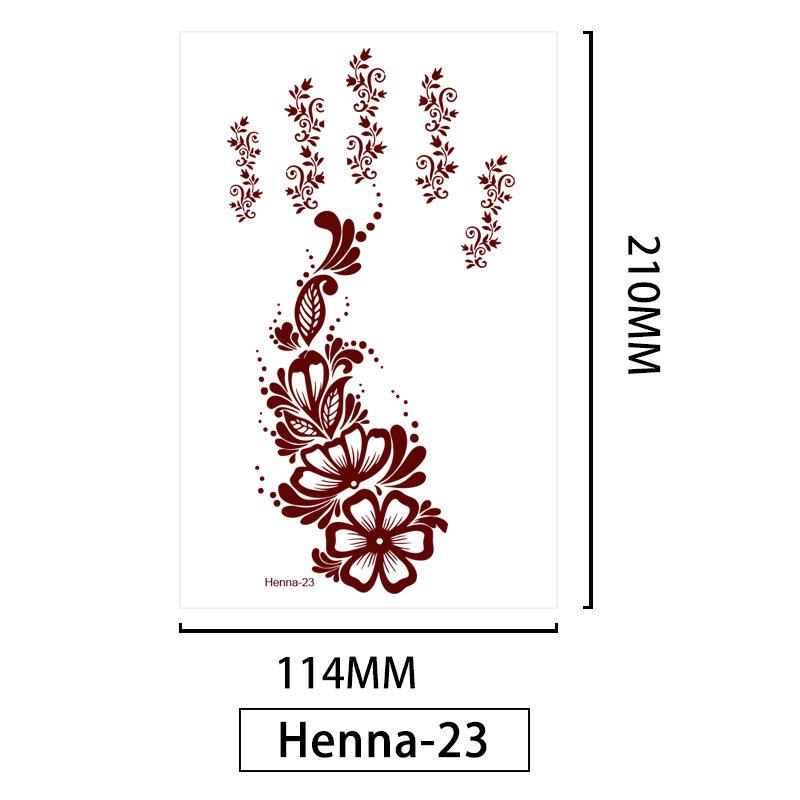 Lace Brown Waterproof Henna Flower Tattoo Stickers for Hands