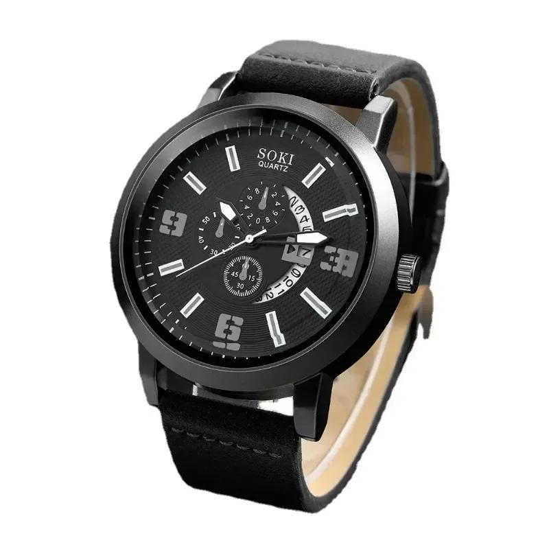2025 Fashion Mens Sports Watches Man Business Quartz Wristwatch Luxury Brown Leather Bracelet Men Casual Clock Watch