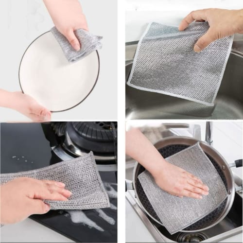 FUYUERO Metal Wire Dish Cloth, Reversible Kitchen Cloth, Newly Upgraded Towel, Scratch-Resistant, Multipurpose, Reusable, Can be Used Wet or Dry, Prev