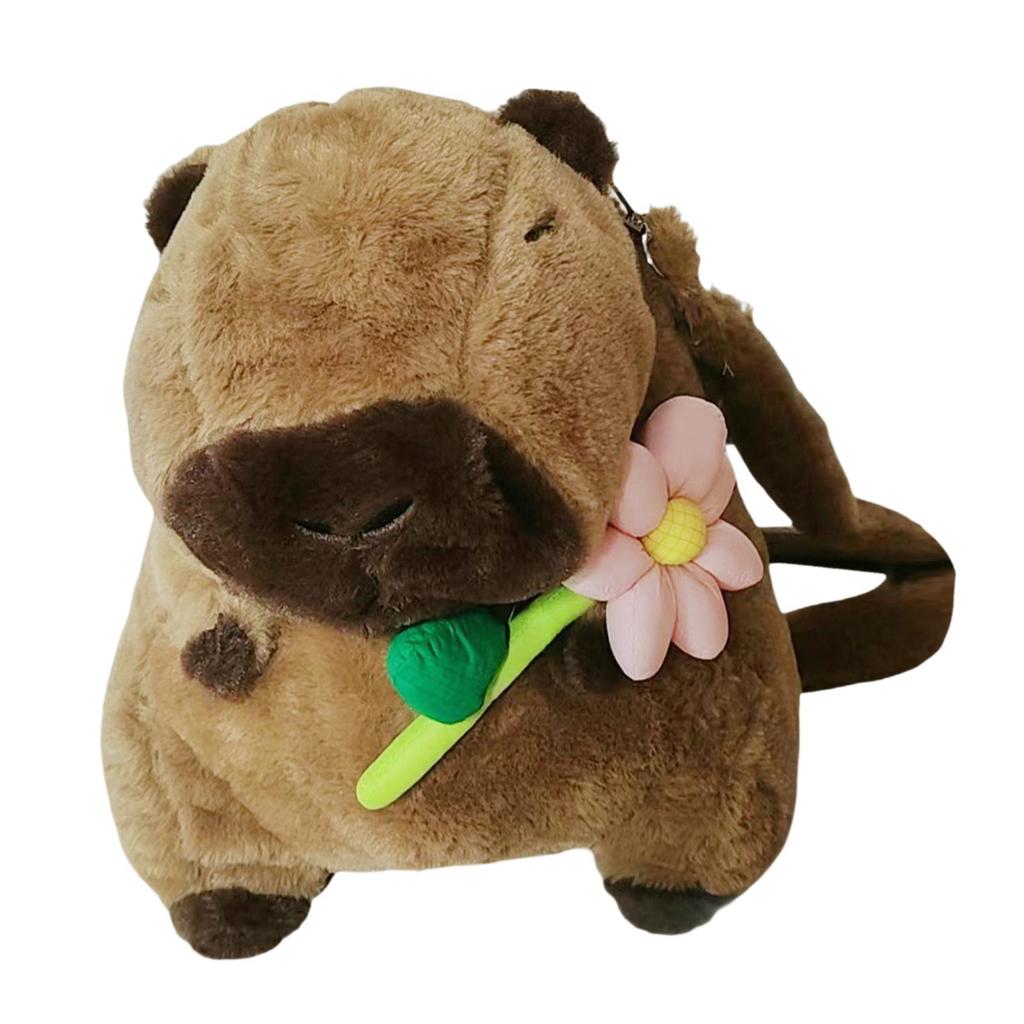 Plush Capybara Backpack Shoulder Bag for Birthday Gift Street Kids Adults