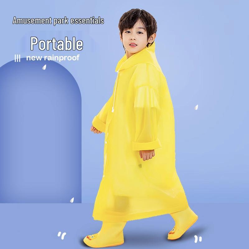 Children's and Student Long EVA Poncho – Waterproof, Disposable Raincoat for Girls and Boys