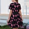 Girl Summer Dress Color & Print Short Sleeve Dress With Pocket Casual Dress Shorts Sleeve Party Dress Easter Day