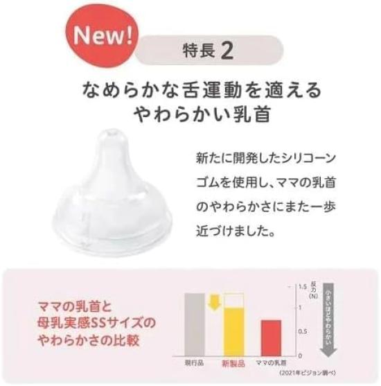 Pigeon Breastmilk Realization Round 2 pieces per for babies from 1 month to 3 Silicone rubber nipple that babies can drink naturally [Small size]