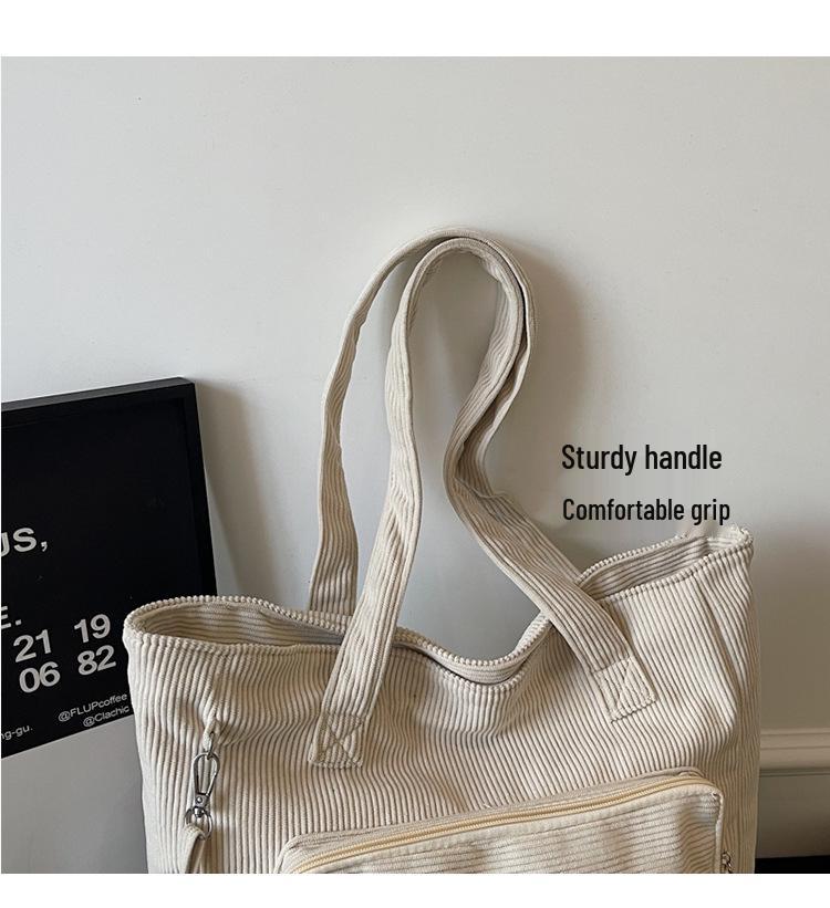 Women's Large Corduroy Tote - Summer 2026 Casual Bucket Shoulder Bag