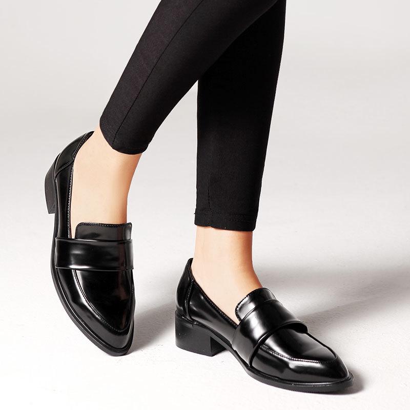 Fashion Pointed toe widen strap loafers women sewing slip on shallow mouth moccasins solid microfiber 2 wear women shoes over size 34-42