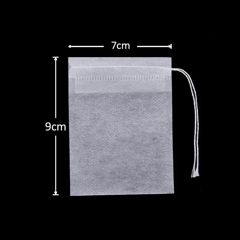 50pcs/lot Disposable Teabags Non-woven Fabric Tea Filter Bags for Coffee Spice Tea Bag with Drawstring Filters Kitchen Teaware
