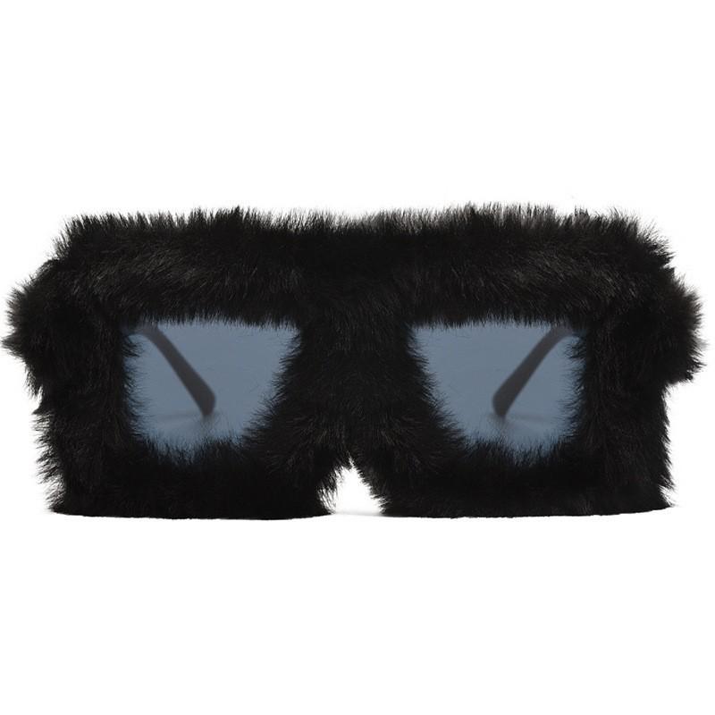 Hot-selling ruffian plush large frame thin sunglasses women's European and American fashion personalized cat eye sunglasses