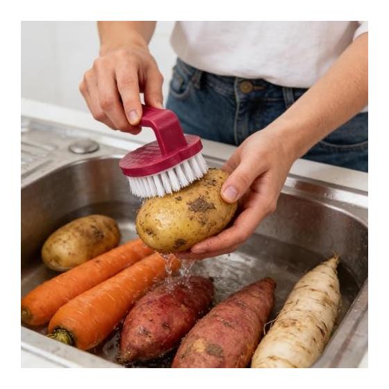 Vegetable Washing Brush | Brush Cleaner with Non-slip Handle - Multifunctional Kitchen Goods | For Cleaning Vegetables Potatoes Eggs Food Dishes Pots