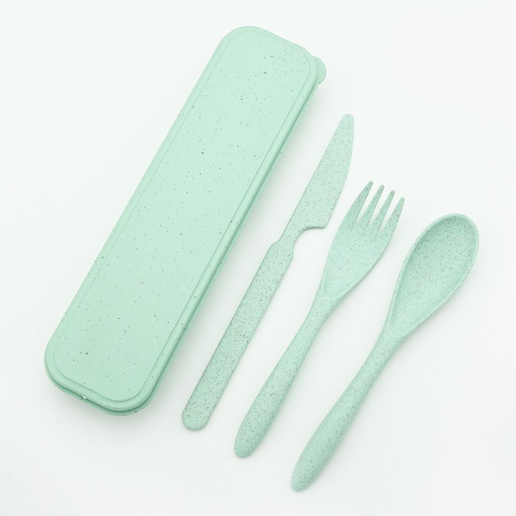 Convenience Travel Dinnerware Box Knife Fork Spoon With Portable Wheat Cutlery Flatware Set Kitchen BBQ Tableware Set