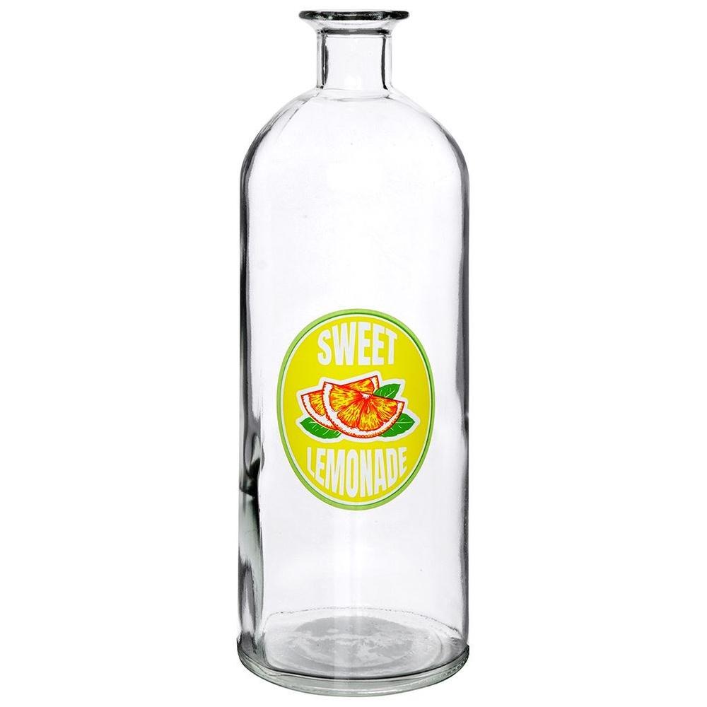 Glass Bottle with Cork for Lemonade, Liqueur, Wine, Juice, Water 1L