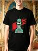 T-shirt Blanc Unisexe Robot Bender Dessin Animé Impression Graphique Cigarillo Manches Courtes Coupe Ample Décontractée Pour Adulte Homme Tenue Quotidienne Streetwear