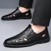 Fashion Spring Summer Hollow Casual Sandals Breathable Dual-use Men's Shoes Solid Color Fashion Soft Sole Leather Shoes Man