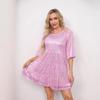 New Style Trendy Solid Loose Waist Short Sleeve Mini Dress Party Evening Sequined Gown
