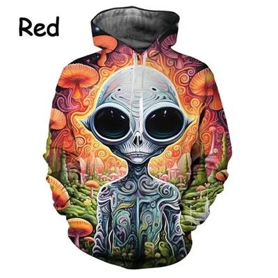 Nowa męska bluza z kapturem Alien UFO 3D Bluza modna z długim rękawem Fajna 3D drukowana wygodna luźna moda
