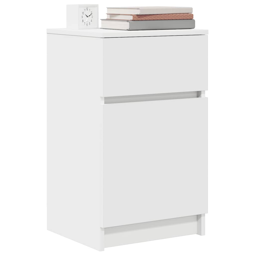 Nightstand White 39x35x65 Cm Engineered Wood
