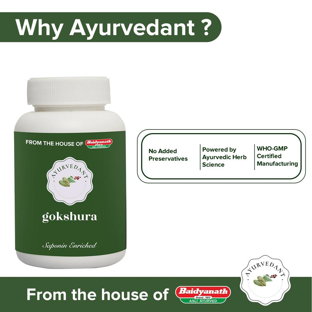 Baidyanath Gokshura Tribulus Terrestris Caplets For Energy, Stamina, Strength And Vitality Support – 60 Caplets Herbal Supplement