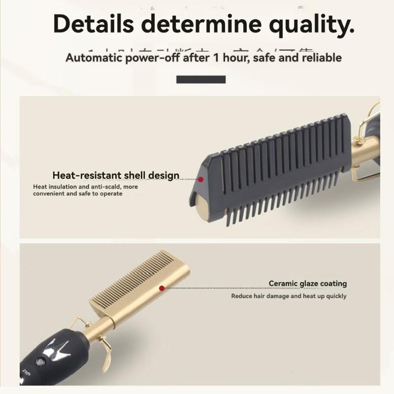 BAAM-Dual Voltage 110-220V 38W Electric Hair Straightener Comb, Wet& Dry Use Tool EU Plug