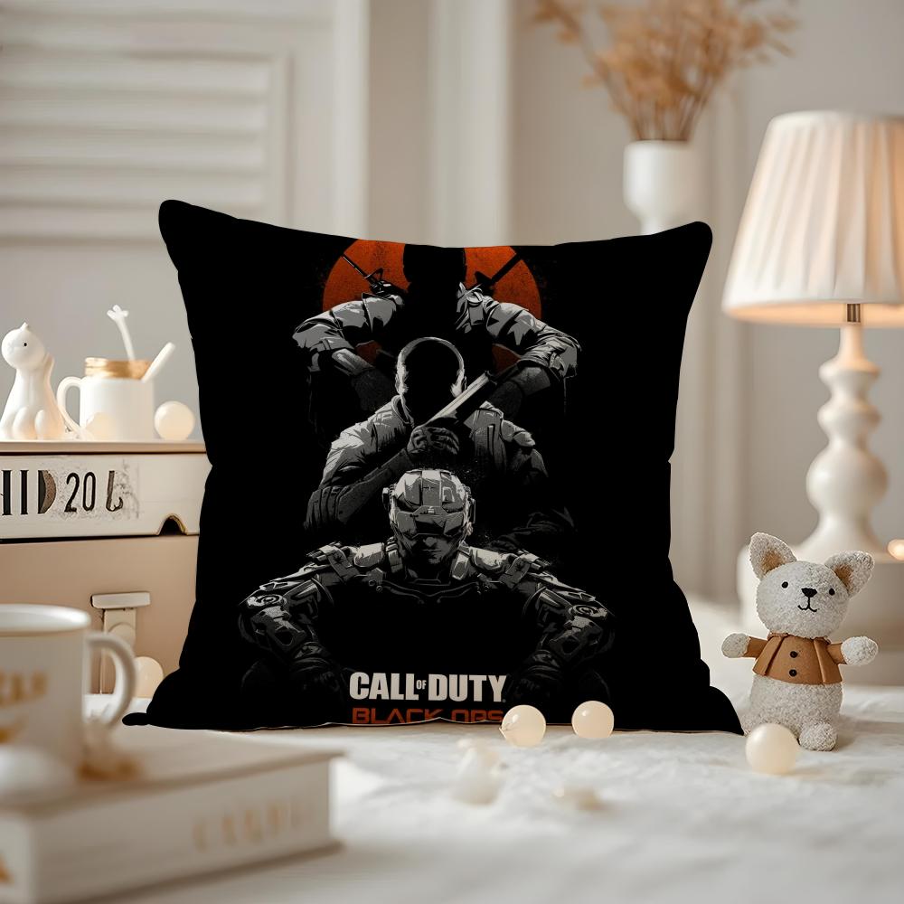 D-Duty-s Black Ops6 Cushion Cover Anti-dustmite Pillowcase Invisible Zipper Silky Short Plush Sofa Cushion Cover