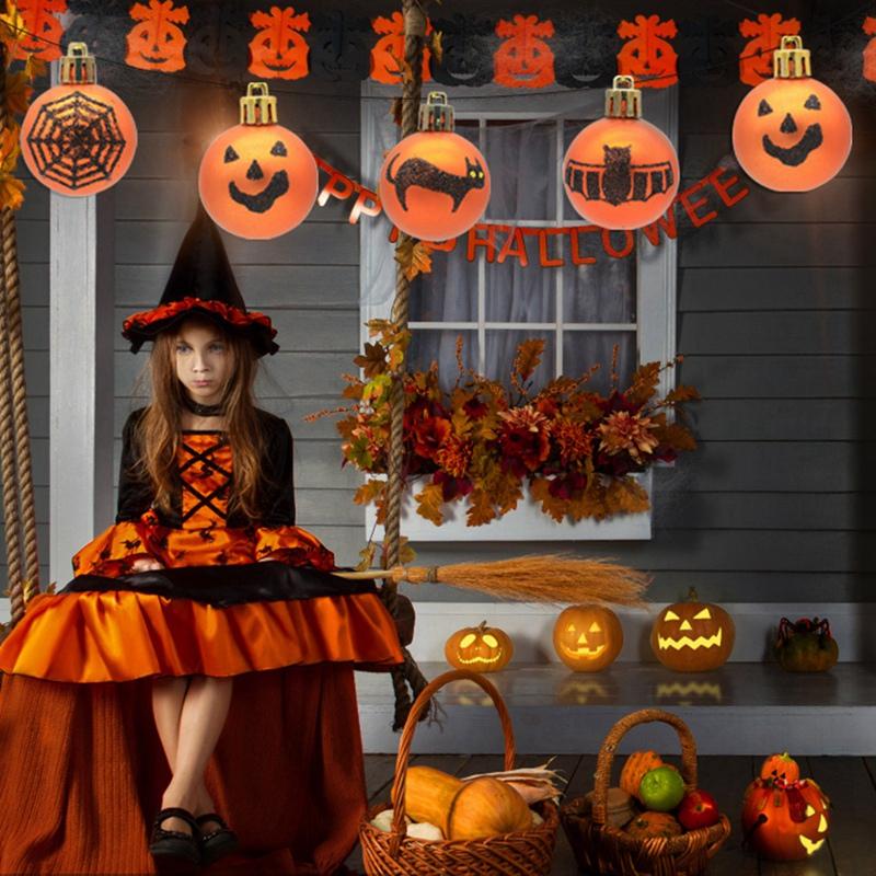 12pcs Halloween Tree Ornament Hanging Decor Hanging Glitter Ball Decorations Home Haunted Party Supplies Ghost Ball Decorations