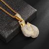Ice Out Zirkon Höfliche Geste Mittelfinger Halskette Herren Damen Punk Hip Hop Rap Rock Party Schmuck Geschenk