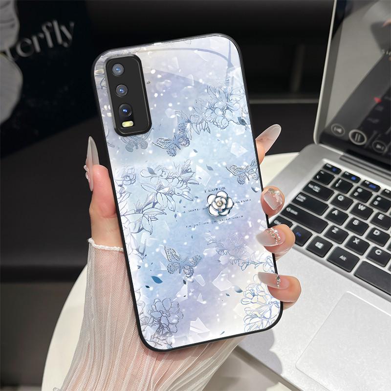 

Закаленное Стекло Жесткий Чехол Для Телефона Для Vivo Y20 Y20i Y12S Y11S Y20A Y20G Y30G Y20S G Y20T Y12A Роскошная Бабочка Ударопрочный ТПУ Чехол Vivo Y11S