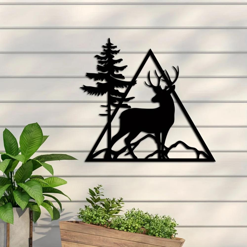 Metal Deer Art Wall Decor - Forest Deer Sign - Elegant Metal Forest Deer Wall Hanging - Stylish Wall Decor for Home