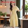 Vintage Floral Knit Dress With Vneck And Short Sleeves For Women Spring 2025