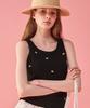 RONRON Ribbon Pattern Sleeveless Black